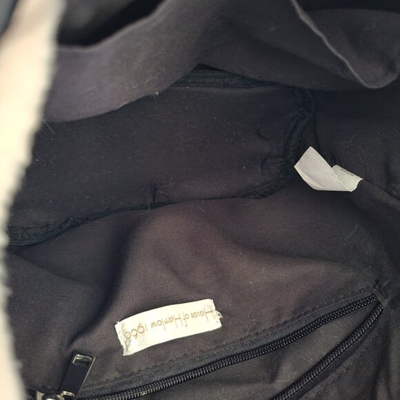 House of Harlow1960 Cream & Black Bucket Crossbody Purse Bag. Faux Fur EUC - Picture 10 of 16